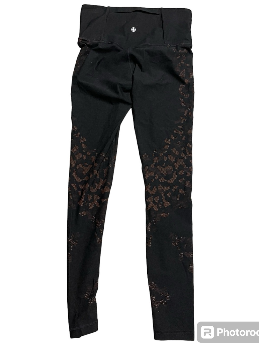 Lululemon Black Leggings with Orange Leopard Print Halloween Small